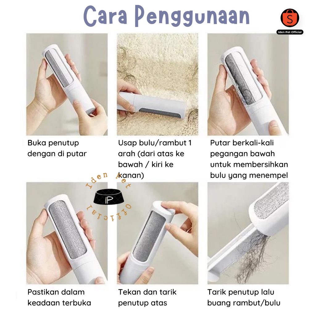 Sikat Roller Pembersih Bulu Hewan Anjing Portable Alat Pembersih Rambut Kucing Pet Dog Hair Remover