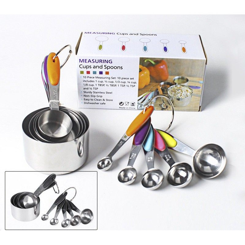 Alat Takar Stainless Steel (Isi 10 pcs) / Sendok Ukur / Measuring Spoon Cup Premium