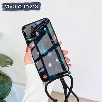 [A13] Softcase Glass Kaca Camera Protect +Tali Vivo Y21 2021 Y21S /Casing Handphone Vivo Y21 2021 Y2