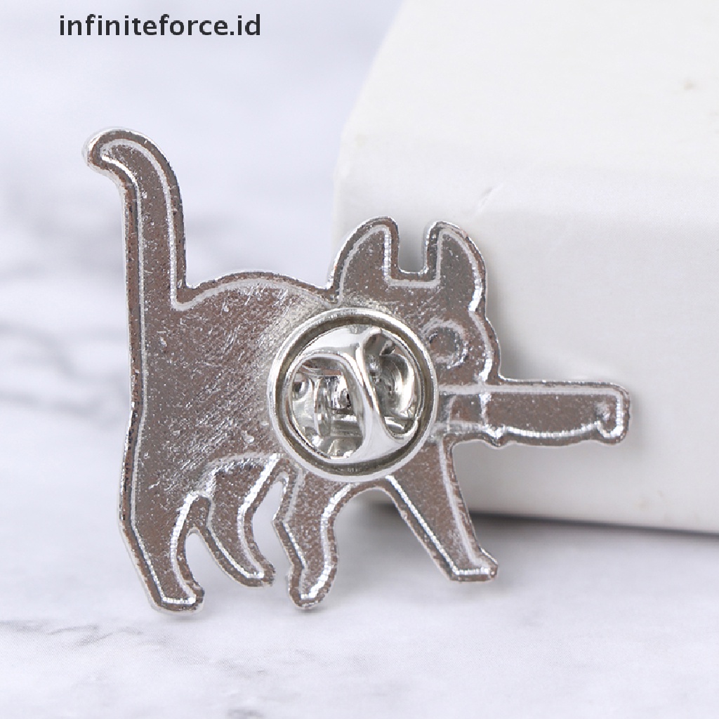 Bros Pin Enamel Bentuk Kartun Kucing Hitam Untuk Kerah Kemeja