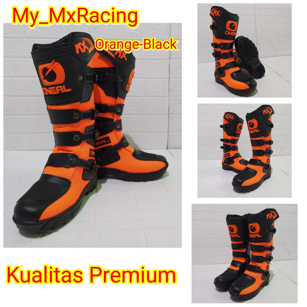 sepatu trail cross adventure logo 3D kualitas premium bots safety terlaris ORANGE