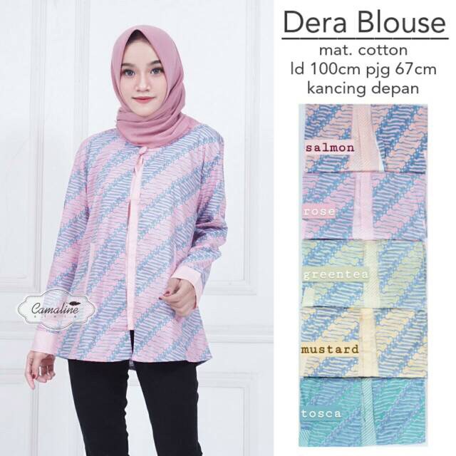 Dera Blouse Blus Layer Pastel Soft Atasan Batik Modern Casual Kerja Seragam Kantor Muslim Cantik