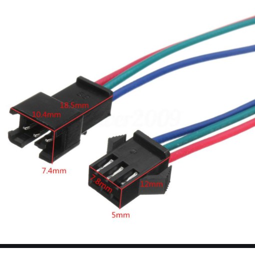 Kabel 3P Soket Terminal Jantan Betina Konektor 3 Pin Socket SM satu set