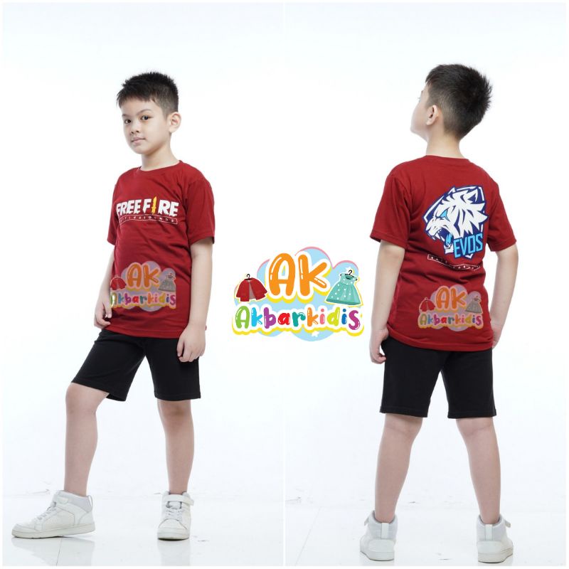 GRATIS ONGKIR (COD) Kaos Evos anak laki laki Baju FF anak laki laki evos 5-14 tahun