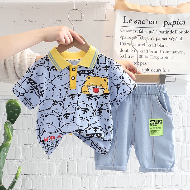 Setelan Anak Laki Laki DALTON Baju Polo dan Celana Denim 2in1 Fashion Set Kekinian Korean Style Import