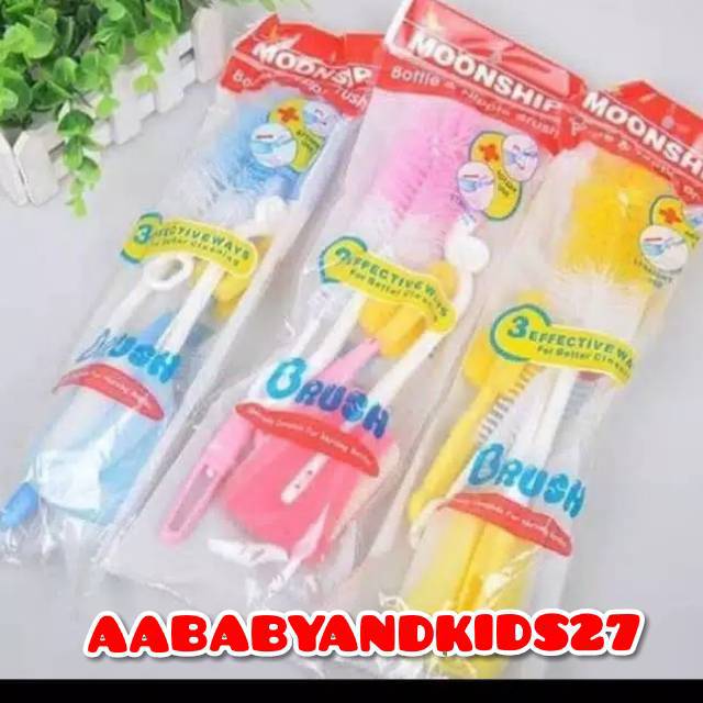 SIKAT BOTOL MOONSHIP 3 IN 1-MOONSHIP BOTTLE AND NIPPLE BRUSH 3 IN 1-SIKAT BOTOL BAYI MURAH MERIAH