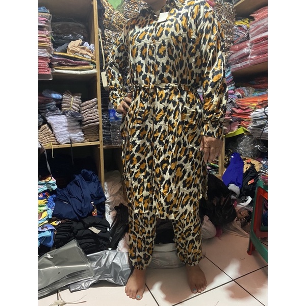 SETELAN LONG TUNIK WANITA MOTIP MACAN ALL SIZE MOTIP MACAN KIRIM RANDOM