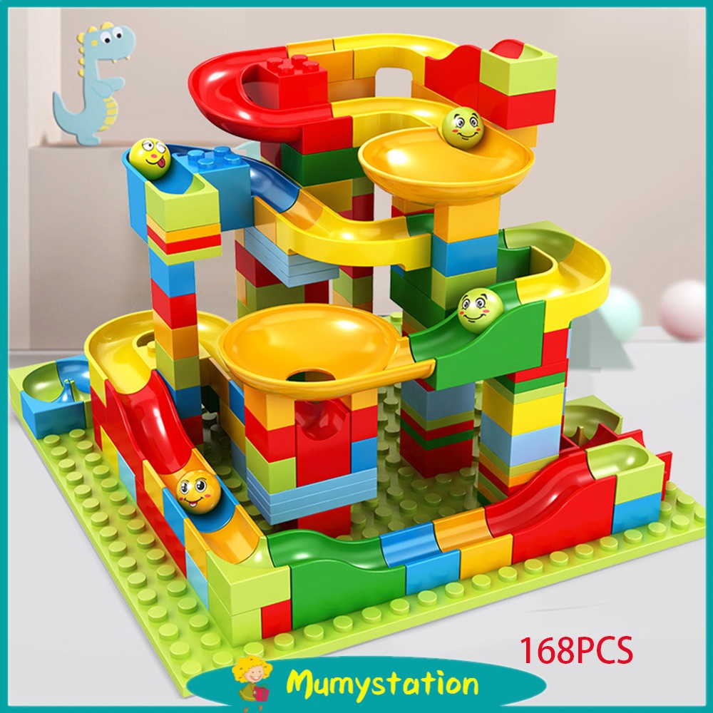 Mumystation 168pcs mainan block susun marble race run building brick blocks