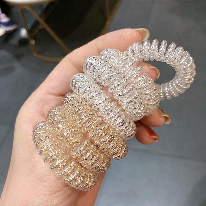 [ACKER] Gaya Korea Transparan Spiral Ikat Rambut Mutiara Rubber Band Untuk Wanita