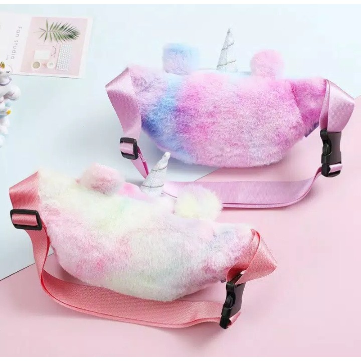 Waist Bag Bludru Lembut Tas Pinggang Selempang Anak Korea Tas Import