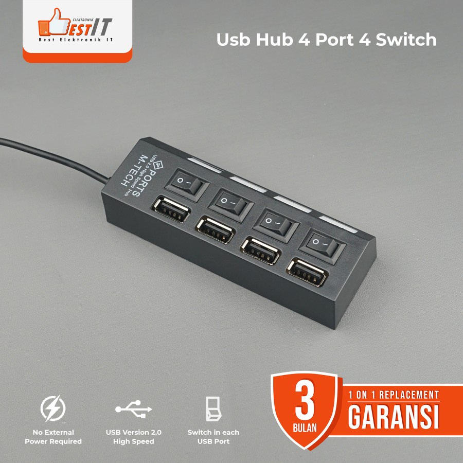 USB Hub 4 Port 4 Switch LED