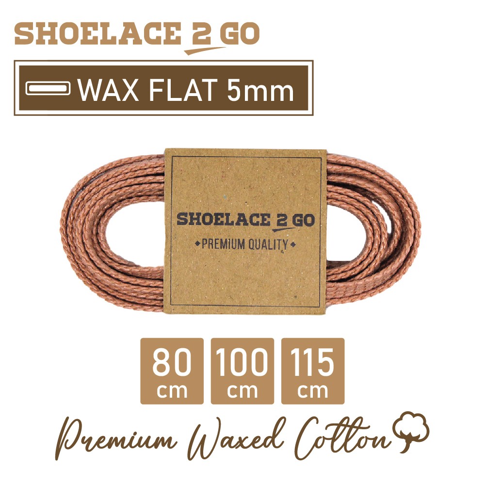 SHOELACE 2 GO PREMIUM TALI SEPATU LILIN WAX GEPENG PIPIH FLAT - WF5 - G1 - PINK ROSEWOOD - 5MM