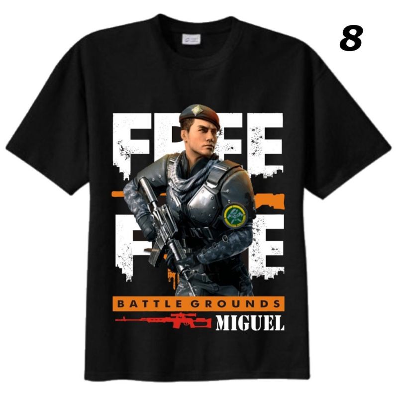 BAJU FF KAOS FREE FIRE ANAK LAKI LAKI KAOS FF DISTRO ATASAN ANAK SAMPAI DEWASA BAJU GAMES MIGUEL