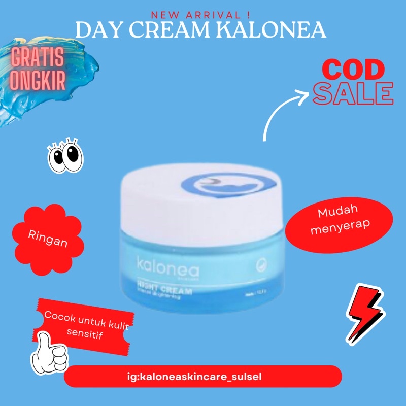 DAY CREAM KALONEA SKINCARE CREAM/KRIM SIANG PERAWATAN KECANTIKAN WAJAH WANITA/PRIA, BPOM/ORIGINAL/GL