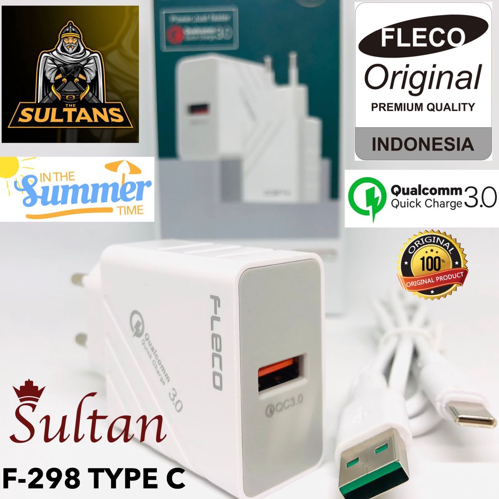 CHARGER FLECO F298 QUALCOMM QUICK CHARGE 3.0 18W ORIGINAL FAST CHARGING