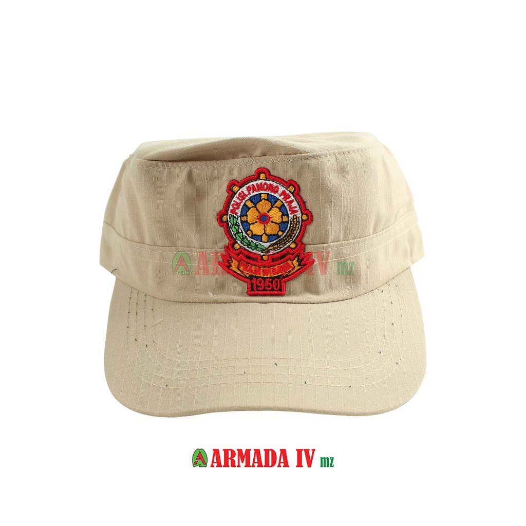 Topi Komando SAT POL PP Logo Timbul Krem