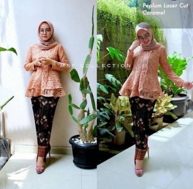 Set Kebaya Peplum Modren - Kebaya Brukat - Kebaya Wisuda