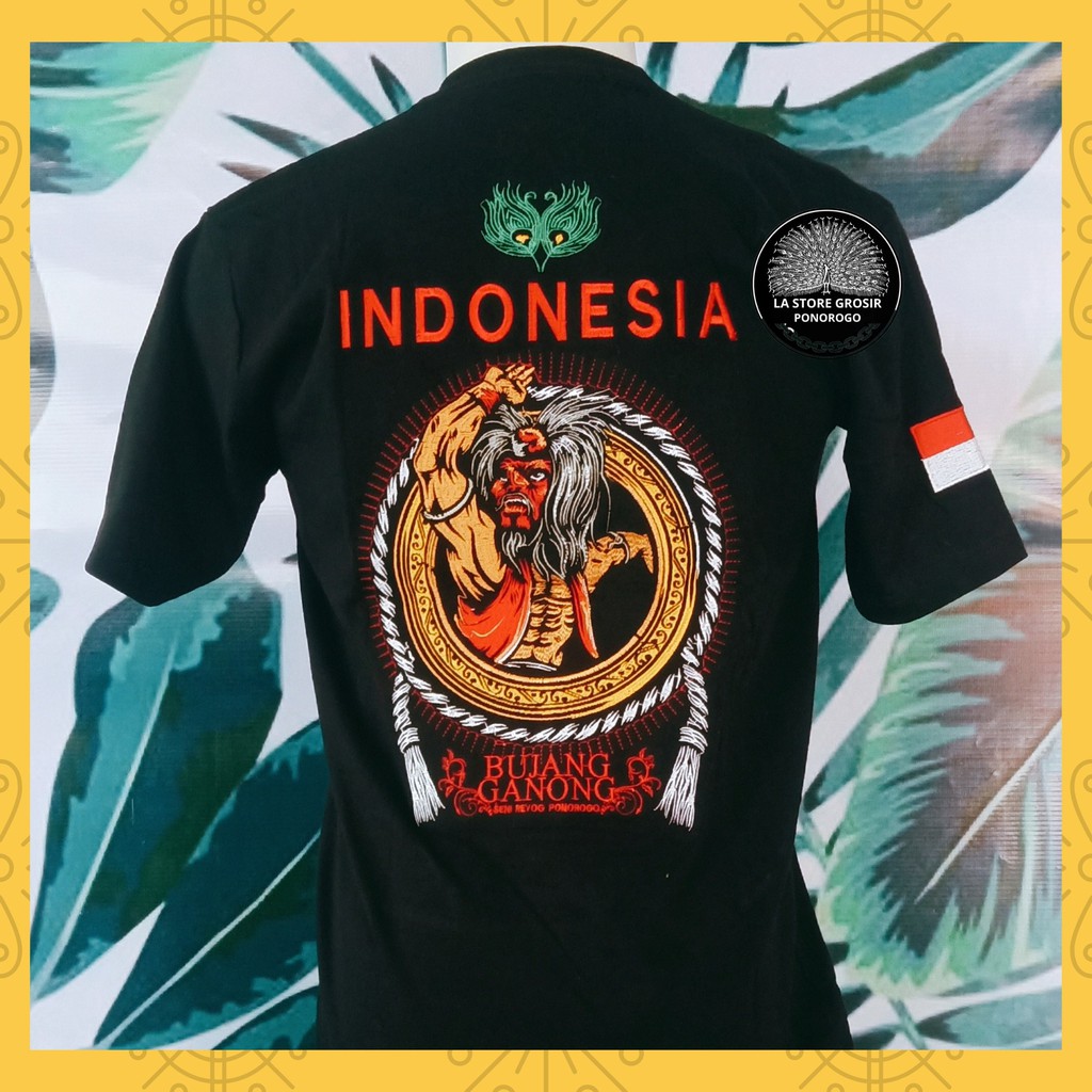 [300 gram] 089 Kaos Bujang Ganong Yogi/ Kaos Kesenian Budaya Reog Ponorogo/ Kaos Katun Bordir
