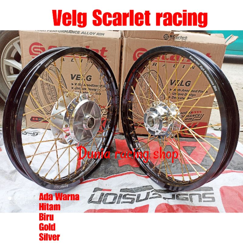 Paketan Velg pelek Scarlet Vixion new Vixion old Jupiter Mx RX king Mx king F1ZR Mx 135 NJMX Vega ZR Jupiter Vega R Karisma Supra 125 Blade Velg Pelek Lingkaran Scarlet 140 160 185 215 17