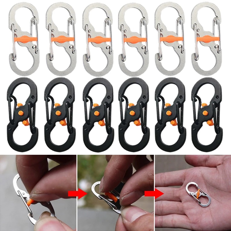 Gantungan Kunci Carabiner Bentuk S Bahan Aluminum Alloy Tahan Lama Anti Maling Untuk Outdoor / Camping