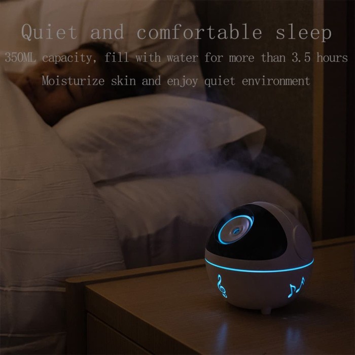 Ultrasonic Air Humidifier Aromatherapy Music Wizard Rechargeable 350ml