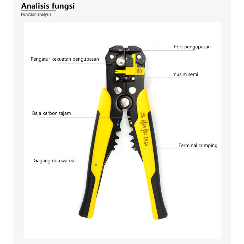 Automatic Wire Stripper Crimper Wire Cuter Pliers Cutting Pressing Potong Electrician Crimping Tool