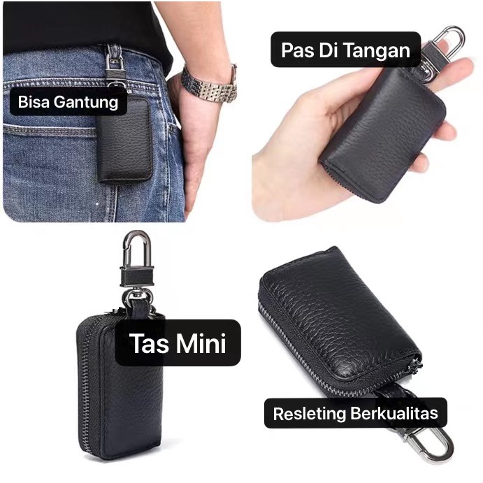 AM-26 Dompet Gantungan Kunci Mobil Motor Car Key Bag Bisa Kunci Rumah / Motor Bahan Kulit Sintesis