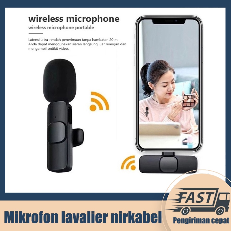 Wireless Lavalier Microphone Portabel untuk Microphone hp