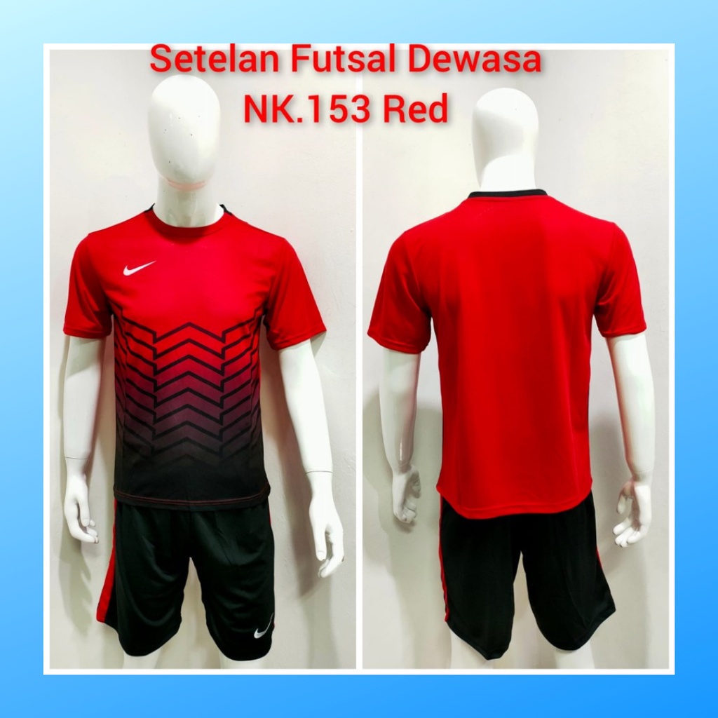 Kaos futsal pria jersey sepak bola baju dan celana setelan wanita dewasa t-shirt outfit seragam jarsey kostum olahraga pakaian apparel sport jersy soccer casual jersi suit NK153 merah