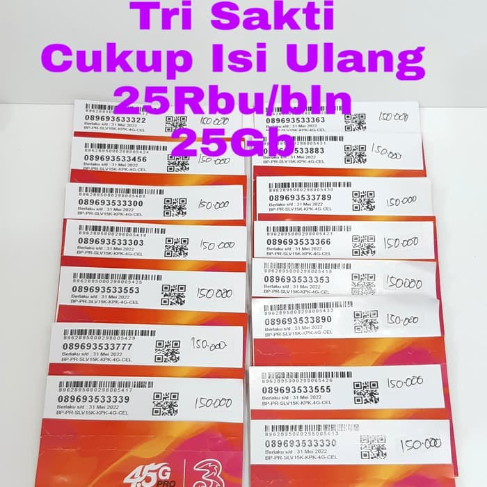 Unik Kartu Tri Sakti / Perdana Tri Paket Murah / Tri Mall SIP Nomor Cantik Limited