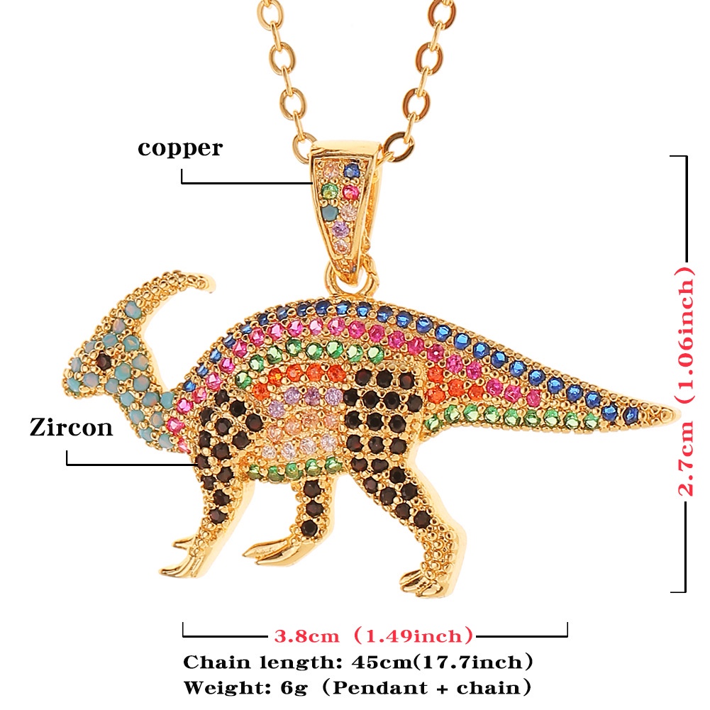 Eropa dan Amerika baru gaya dingin colorful zircon dinosaurus liontin Raptor berlebihan dan diperson