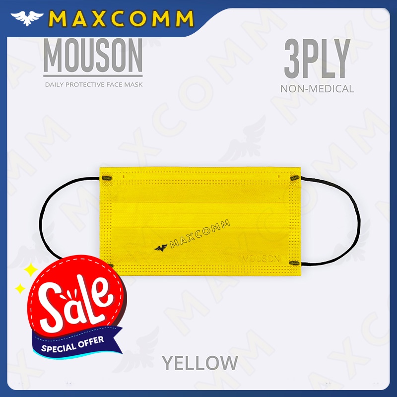 Masker Mouson 3 Ply Warna Yellow isi 50 3 ply Masker Non Medis Sekali Pakai