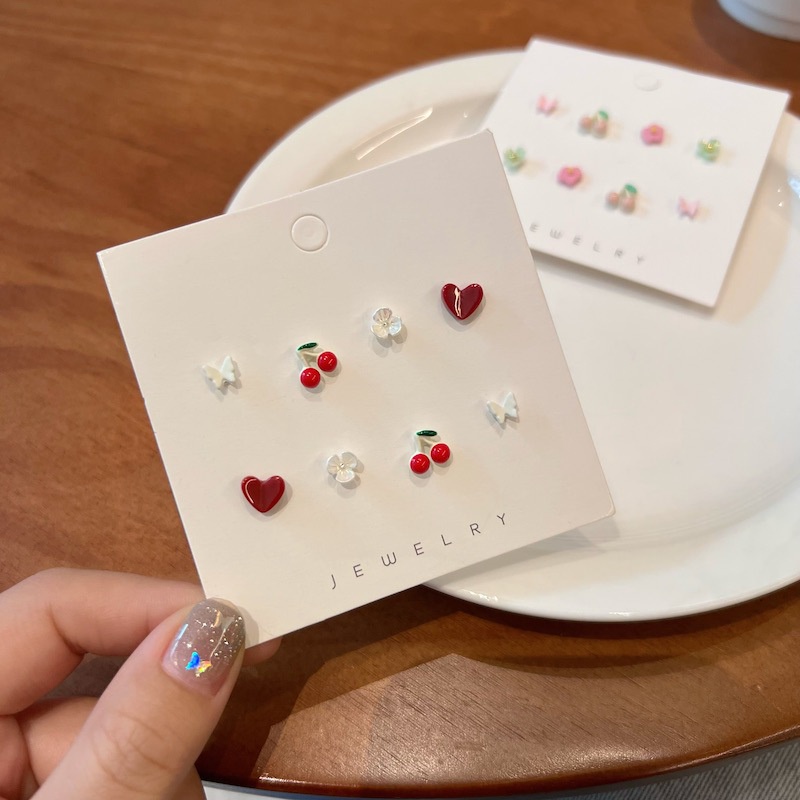 Set Anting Stud Desain Buah Butterfly Bahan Resin Untuk Wanita