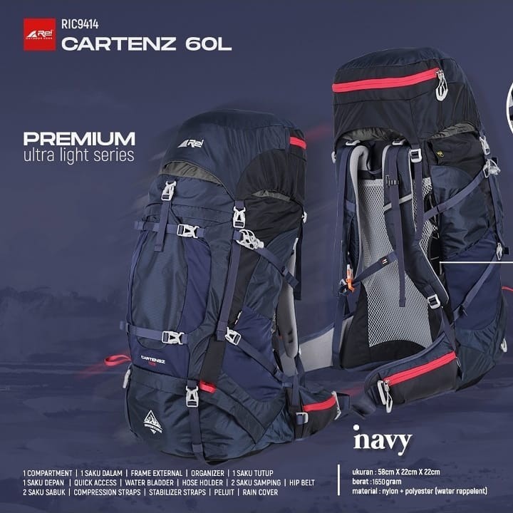 TAS GUNUNG CARRIER AREI CARTENZ 60 LITER ORIGINAL REI CARTENZ PREMIUM AREI OUTDOORGEAR