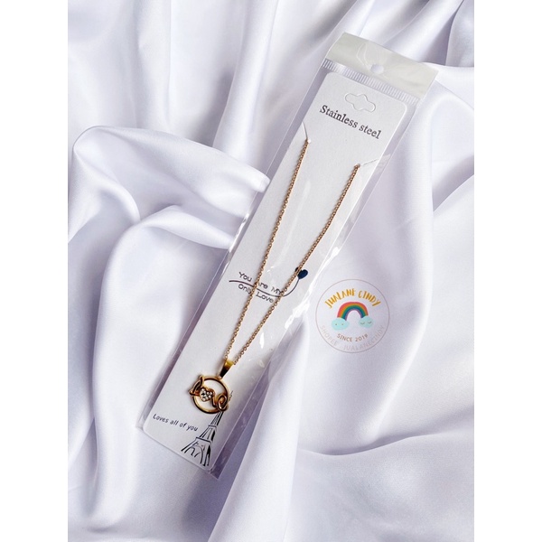 kalung titanium anti karat / kalung love / kalung liontin love / bandul love