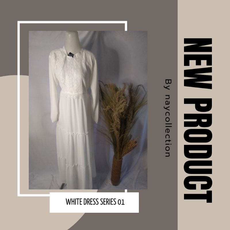 DRESS PUTIH/GAMIS PUTIH/JUBAH PUTIH WANITA PREMIUM SIMPLE MURAH