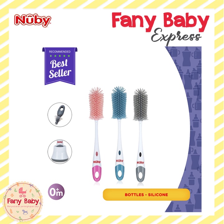 NUBY SILICONE BOTTLE &amp; NIPPLE BRUSH WITH STAND