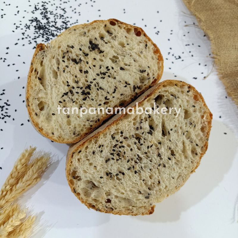 

Sourdough Black Sesame, Roti Gandum sehat, Vegan friendly