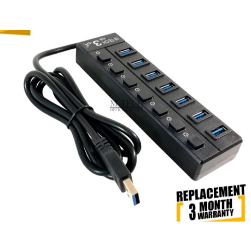 usb hub  MT UH3 Super Speed USB Hub 7 Port 7 Switch USB v3,0 kabel 1,2m mtech original