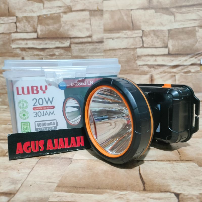 cod senter kepala LED 20 Watt // Headlamp luby L2863LN LED putih/kuning/ senter kepala waterproof //