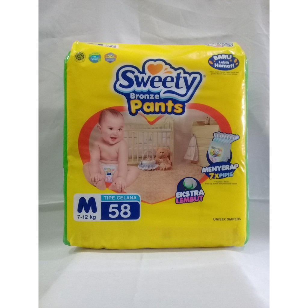 SWEETY BRONZE PANTS ukuran M JUMBO isi 58/ popok bayi sekali pakai sweety bronze