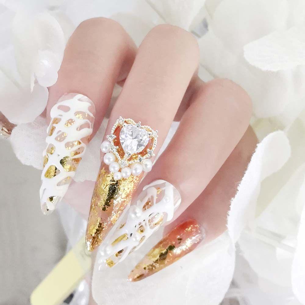 Agustinina Cinta Perhiasan Nail Art Alloy Mewah Berbentuk Hati Shiny DIY Nail Art Dekorasi