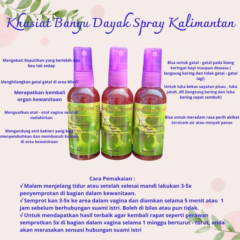 Banyu Dayak Spray Kalimantan Air Perawan Asli Kalimantan Herbal Kembali Perawan Shopee Indonesia