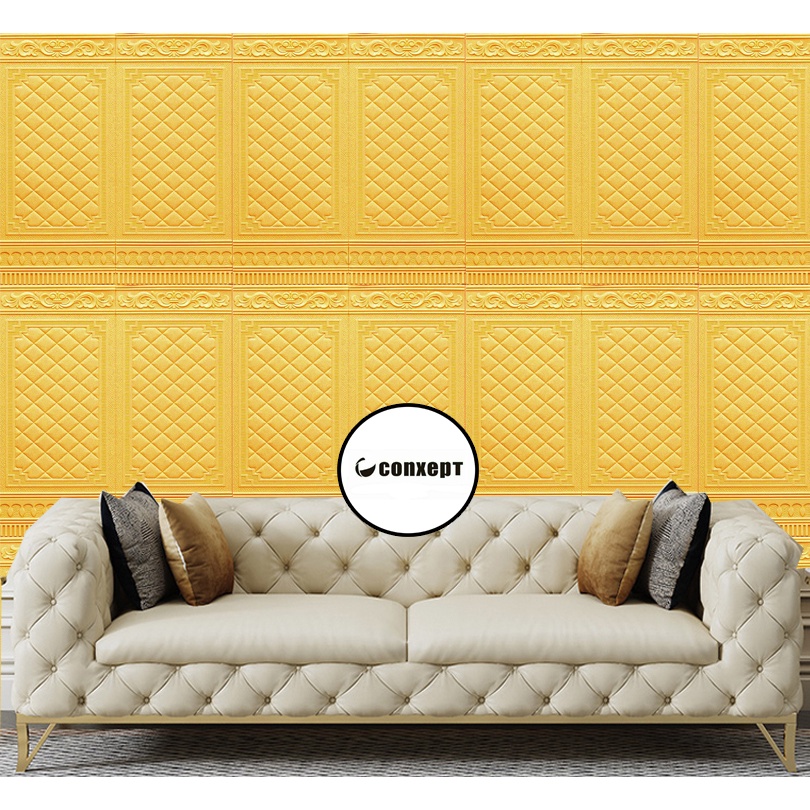 CX Wallpaper 3D Foam Stiker Motif Batik Pintu Jendela Gold WallPaper Sticker Foam