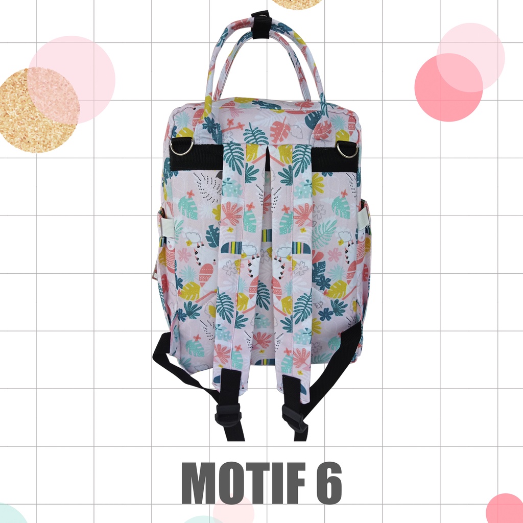 Diaper Bag MONOBE Ukuran 14 Inch - Tas Bayi Ransel Sekat Lengkap - MOJI