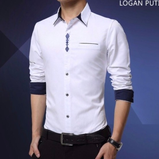 Kemeja Pria LOGAN / Bahan Katun / Lengan Panjang / Kemeja Polos kem rogan [ Size M L XL ]