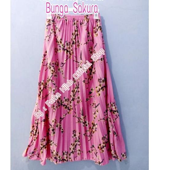 (HOT SALE) [Farha Hijab] ROK PLISKET / ROK PLISKET MOTIF BUNGA / ROK PLISKET MOTIF PREMIUM / ROK PLI