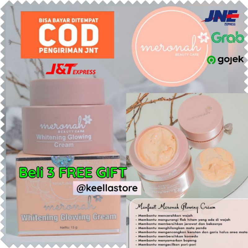 Meronah whitening glowing cream 2in1 krim pelembab wajah glow