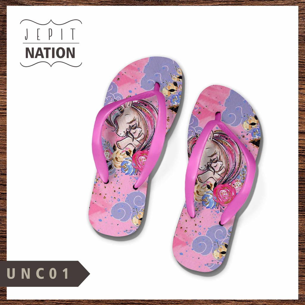  WANITA Unicorn  Rainbow 1 Sendal jepit  cewek sandal  murah 