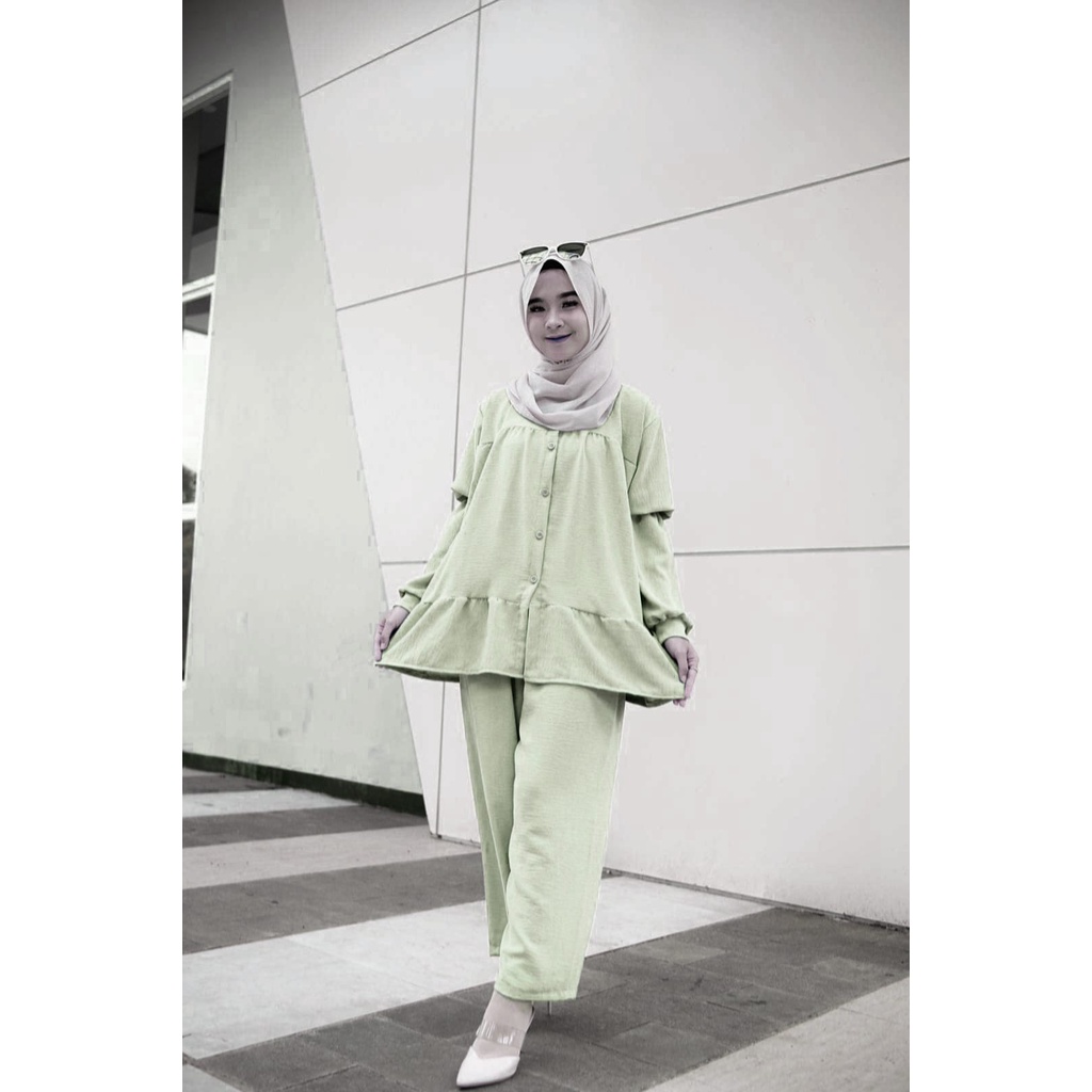 Pakaian Wanita Stelan Rifani Stelean Wanita Terbaru dan termurah 2023 / Setelan Crinkle Kekinian / Atasan Wanita / Pakaian Wanira One Set / Setelan Terlaris